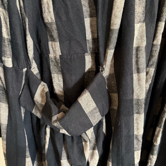 BUYKUD Women Plaid Pockets Loose O-Neck Maxi Linen and Cotton Dress One Size - Picture 4 of 9